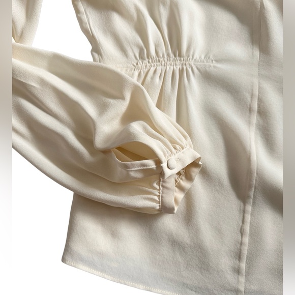 Intermix Cream Silk Blouse with Ruffle Detail Size 2 - Picture 5 of 15